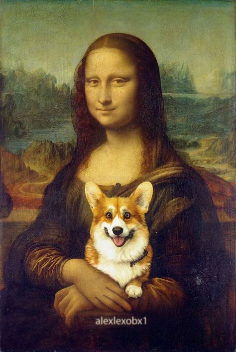 Creative Dog Portraits, Funny Dog Paintings On Canvas, Corgi Portrait, Funny Dog Portraits Painting, Baby Corgi, Corgi Art, Corgi Memes Funny, Corgi Pictures, Corgi Funny