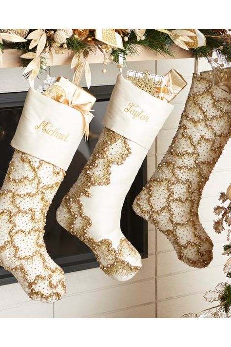 HEYS5 Neiman Marcus 19" Beaded Half Mist Christmas Stocking, Cuffed Gold Christmas Stockings, Velvet Christmas Stocking, Disney Stockings, Friend Christmas Ornaments, Gift Wrapping Station, Rainbow Wreath, Needlepoint Stockings, Velvet Christmas, Rainbows Christmas