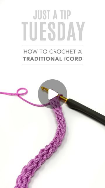 How To Crochet A Button Loop, Crochet A Strap, How To Crochet I Cord, How To Crochet A Strap For A Bag, How To Crochet A Cord, Crochet I Cord Tutorial, Crochet Cord Holder, Crochet Rope Cords, Crochet Cords Free Pattern