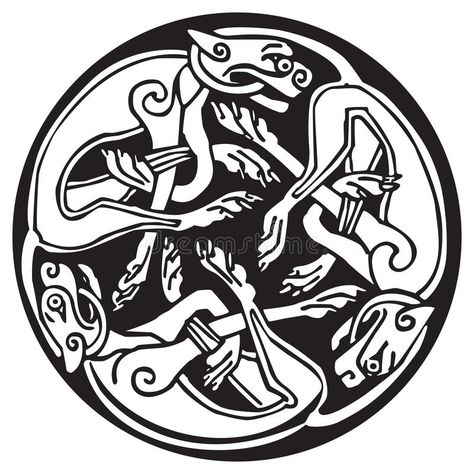 Celtic design of a three dogs biting their tails. Intertwined, inside a circle w , #Affiliate, #biting, #tails, #dogs, #Celtic, #design #ad Strong Dog Names, Celtic Cats, Celtic Animals, Dog Clip Art, Irish Tattoos, Celtic Tattoo, Book Of Kells, Celtic Patterns, Celtic Knotwork