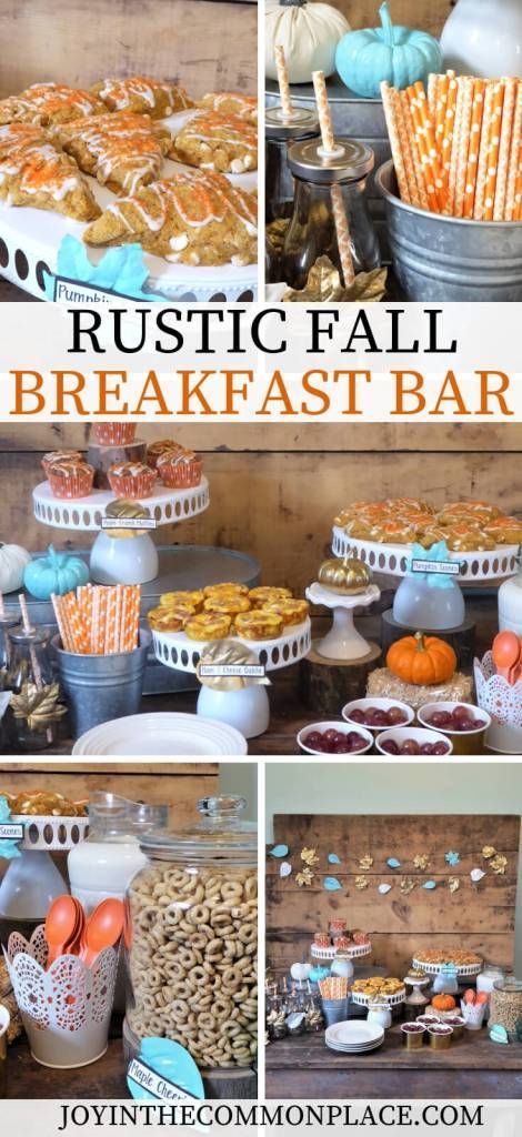 Host a Rustic Fall Breakfast Bar in Your Home Breakfast Bar For Guests, Fall Breakfast Party Ideas, Fall Birthday Brunch Ideas, Fall Breakfast Buffet, Ladies Fall Brunch Ideas, Fall Brunch Decorations Ideas, Easy Breakfast Bar Ideas, Easy Fall Brunch Ideas, Breakfast Birthday Party Food