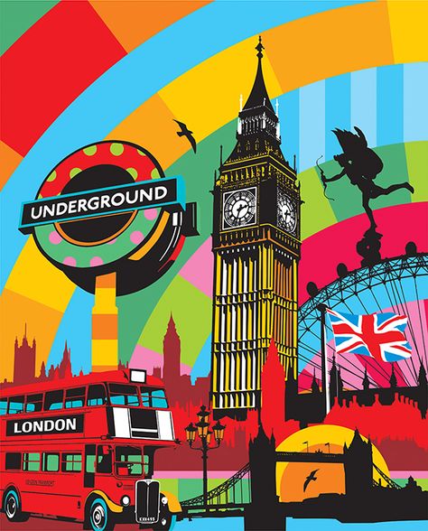 Pop Art Artists - Lobo - London Pop Art #london British Pop Art, Pop Art Inspiration, Cool Pop Art, Famous Pop Art, London Artwork, London Graphic, Brazilian Artist, Pop Art Artists, City Artwork