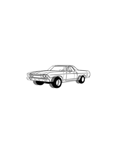 Old Cars Tattoo, El Camino Tattoo, Old Car Tattoo, Camino Tattoo, Tattoo Line Drawing, Tattoo Line, Tattoo Concepts, Skeleton Tattoos, Car Tattoos