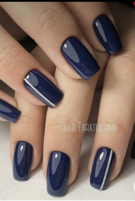 Blue Polish Nail Designs, Navy Gray Nails, Graphite Nails, Red White And Blue Nails Simple, Blue Gel Manicure, Navy Nail Designs, Navy Nail Ideas, Gray Manicure, Navy Nails