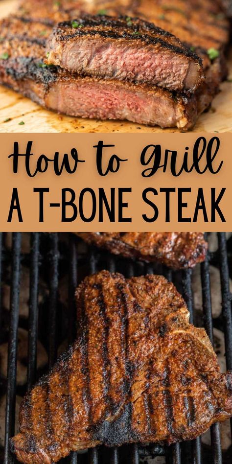 How to Grill a T-Bone Steak - grillonadime.com How To Cook T Bone Steak On Grill, Grilled Tbone Steak Recipe, How To Make T Bone Steak Tender, Marinade For T Bone Steak, T-bone Steak Recipes, Tbone Steak Recipe Grilled Marinade, Grilling Steaks On Charcoal Grill, Tender T Bone Steak Recipe, Bone In Strip Steak Recipe