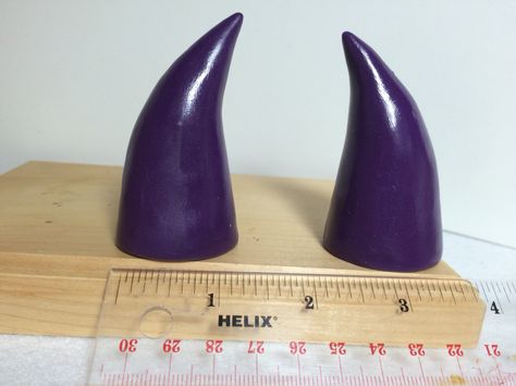 Purple polymer clay devil horns Purple Horns Aesthetic, Horns Drawing References, Horns Drawing, Purple Polymer Clay, Hero Oc, Devil Horns, Polymer Clay Art, Air Dry Clay, Descendants