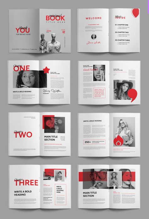 The Minimal Book Layout is a clean and modern template designed to present content in a straightforward and elegant manner. It features a simple design with ample white space, clear typography, and well-organized sections, making it suitable for various types of publications. This layout ensures readability and a professional appearance, allowing the content to stand out without unnecessary distractions. White Space Layout Design, Front Of Book Magazine Design, Magazine Format Layout, Listicle Design Layout, Modern Page Layout, Professional Magazine Layout, Minimalist Book Layout, Typography Booklet Design, Book Chapter Design Layout