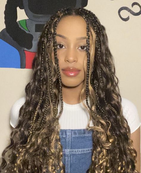 Highlighted Goddess Braids, Goddess Braids Blonde Highlights, Goddess Braids Highlights, Hairstyles Braids Goddess, Y2k Box Braids, Hairstyles Lemonade Braids, Y2k Hairstyles Black Women, Women Braids Hairstyles, Long Knotless Braids