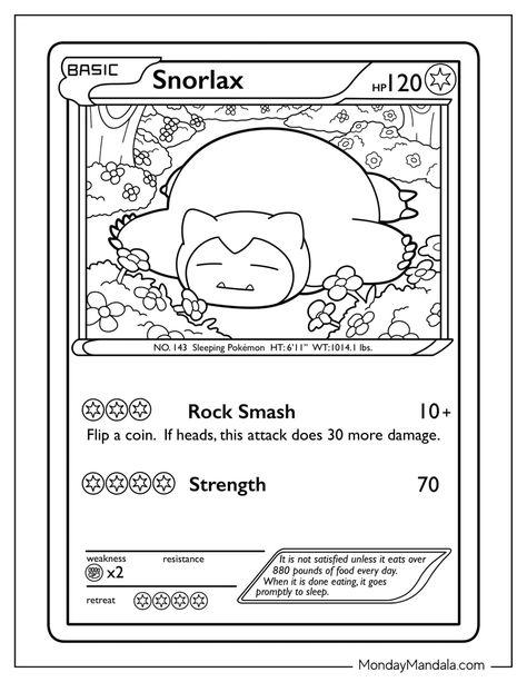 Snorlax Coloring Pages, Pokemon Card Coloring Pages, Pokemon Colouring Pages, Pokémon Coloring Pages, Coloring Pokemon, Pokemon Printables, Pikachu Coloring, Pokemon Coloring Sheets, Snorlax Pokemon