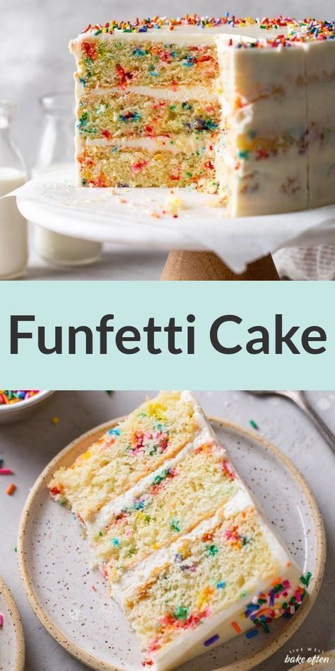 Best Funfetti Cake Recipe, Best Funfetti Cake, Funfetti Cake Mix Recipes, Homemade Funfetti Cake, Funfetti Cake Recipe, Pops Recipes, Live Well Bake Often, Easy Cakes, Dessert From Scratch