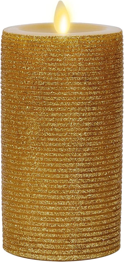 Amazon.com: Luminara Realistic Artificial Flame Horizontal Green Metallic Glitter Candle (3 x 6.5-inch) Moving Flame LED Battery Operated Lights - Unscented - Remote Sold Separately : Tools & Home Improvement Glitter Candle, Glitter Candles, Electric Candle, Gold Candle, Traditional Candles, Electric Candles, Battery Operated Lights, Flickering Candles, Gold Candles