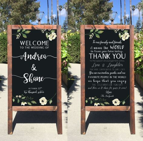 Rustic Wedding Sign - Welcome Wedding Chalkboard Sign Thank You Double Sided Sandwich Board - Heart And Hand Wedding Chalkboard Signs, Vintage Chalkboard, Wedding Readings, Sandwich Board, Rustic Wedding Signs, Chalkboard Wedding, Wedding Rustic, Welcome To Our Wedding, Wedding Preparation