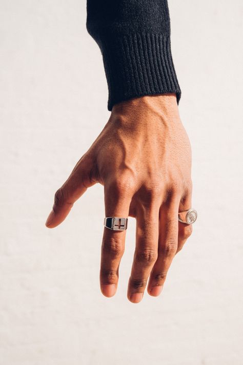 #jewelry #jewelries #accessory #accessories #ring #rings Mens Ring Photoshoot, Mens Jewelry Editorial, Men Hands Aesthetic, Rings On Men, Rings Aesthetic Men, Diy Gift Ideas For Men, Men Rings Aesthetic, Mens Jewelry Aesthetic, Men Hands