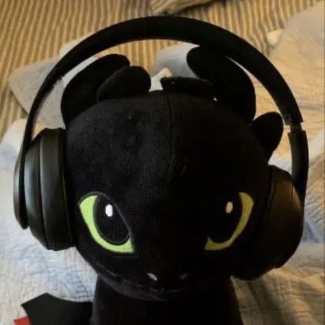 Stuffed Animal, Headphones, Bed, Black