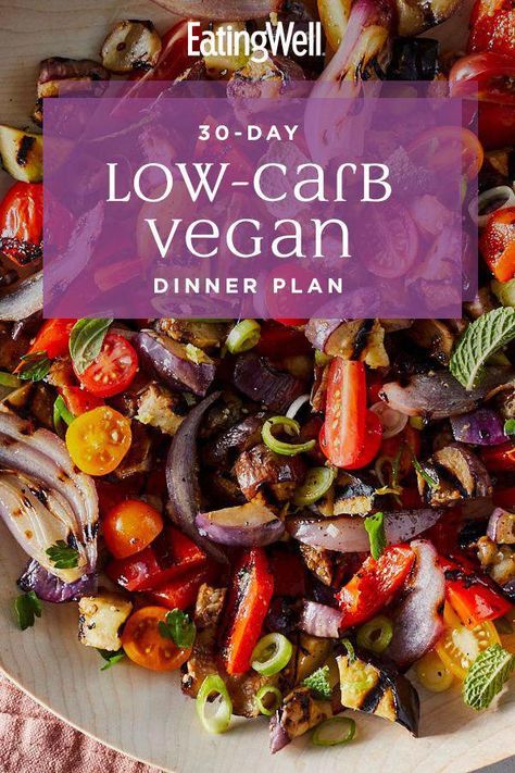 We pulled together 30 days of low-carb vegan dinner recipes that are low in carbs but not so low that you'll miss out on all the benefits that carb-containing foods deliver—namely fiber. #mealplan #mealprep #healthymealplans #mealplanning #mealplanideas #healthyrecipes #Diet #NutritionAndBalancedDiet Low Carb High Protein, Low Carb Vegetarian Recipes, Boiled Egg Diet Plan, Keto Vegan, High Protein Vegan, Low Carb Vegan, Low Carb Vegetarian, Low Carb Diet Recipes, Dinner Plan