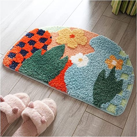 Handmade Tufted Rug, Tuft Rug Ideas, Tufted Rug Diy, Tufting Rugs Ideas, Tufted Rug Ideas, Rug Tufting Ideas, Round Bath Mats, Tufting Ideas, Punch Needle Ideas