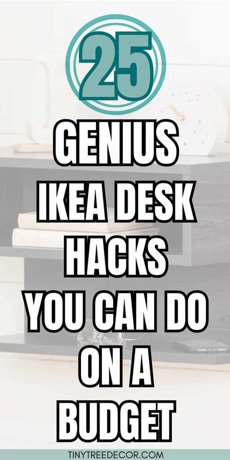 Easy IKEA Desk Hacks For Home Offices, Work Spaces And Craft Room Organization Make Desk Ideas, Budget Study Room Ideas, Teacher Ikea Must Haves, Diy Small Desk Easy, Pax Desk Hack, Ikea Computer Desk Ideas, Ikea Craft Room Ideas Small Spaces, Ikea Craft Desk, Study Table Ikea