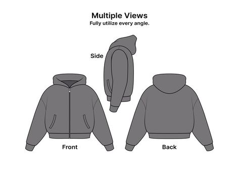 Clothing Templates Design, Zip Up Mock Up, Street Wear Illustration, Zip Up Hoodie Template, Full Zip Hoodie Template, Hoodie Layout, Hoodie Technical Drawing, Streetwear Clothing Design, Sweatshirt Technical Drawing