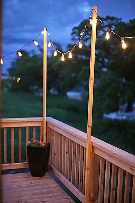 String Lights Outdoor - Ready for more awesome inspirations? - Click to visit for more. Do It IMMEDIATELY!! Porch String Lights, Deck String Lights, Patio Lighting Diy, Hanging Patio Lights, Outdoor Deck Lighting, Outdoor String Lights Patio, Diy String Lights, Patio String Lights, Deck Lights