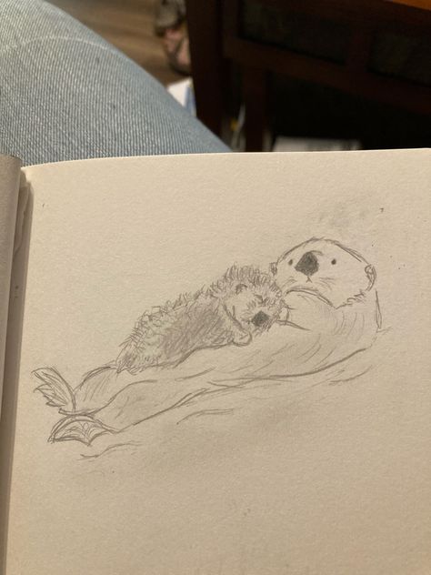 Sea Otter Sketch, Sea Otter Drawing, Ocean Sketches, Otter Sketch, Otter Drawing, Fall Drawings, Sea Otters, Beauty Art Drawings, Easy Doodles Drawings