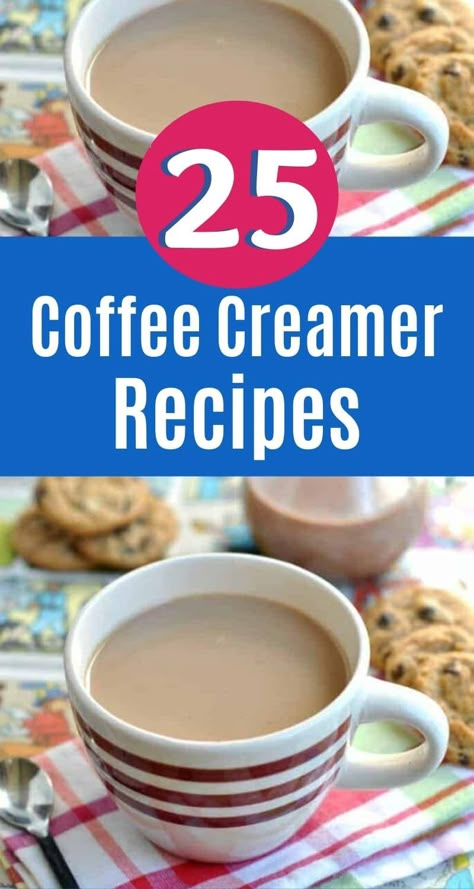 Make your own latte at home with these delicious homemade coffee creamer recipes! Tons of delicious copycat creamer recipes in this list that you will love! #homemadelatte #coffeecreamers #coffeecreamer #creamer Coffee Creamer Recipes Homemade, How To Make Flavored Coffee Creamer, Homemade Dry Coffee Creamer Recipe, Diy White Chocolate Coffee Creamer, Coffeemate Creamer Recipe, International Delight Creamer Recipes, Diy Coffee Creamer With Half And Half, Frosted Sugar Cookie Creamer Recipe, Diy Coffee Creamer Sweet Condensed Milk