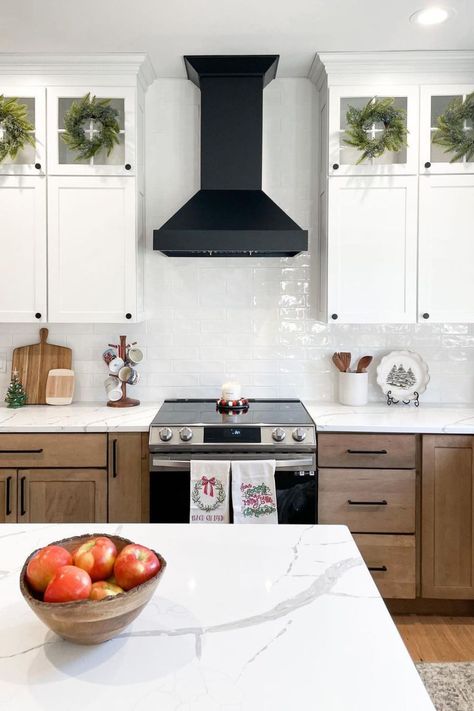 A little touch of holiday delight! The true centerpiece is the ZLINE Black Stainless Steel Wall Mount Range Hood!🤩 📸 via Instagram: @ lizpacini @ zlinekitchen Tap to explore ZLINE Range Hoods! #holidaykitchendecor #holidaydecor #kitcheninspo #kitchendecor Black Oven Range Hood, Stainless Range Hood Ideas, Stainless Steel Range Hood Ideas, Replacing Microwave With Range Hood, Black Hood Range, Oven Range Hood Ideas, Black Kitchen Hood, Hood In Kitchen, Range Hood Modern