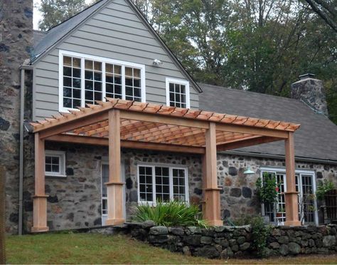 Timber Frame Pergola, Free Standing Pergola, Pergola Plans Design, Attached Pergola, Pergola Diy, Building A Pergola, Pergola Attached To House, Pergola Design, Pergola Canopy