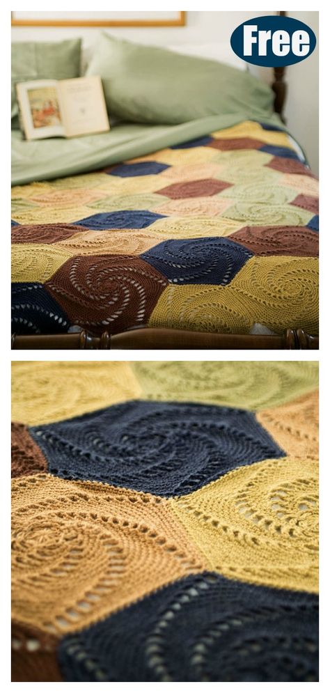 Swirled Hexagons Blanket Free Crochet Pattern Crochet Hexagon Blanket, Hexagon Crochet Pattern, Crochet Throws, Hexagon Crochet, Vintage Crochet Dresses, Crochet Ripple Blanket, Blankets Crochet, Doll Knitting, Pretty Butterfly