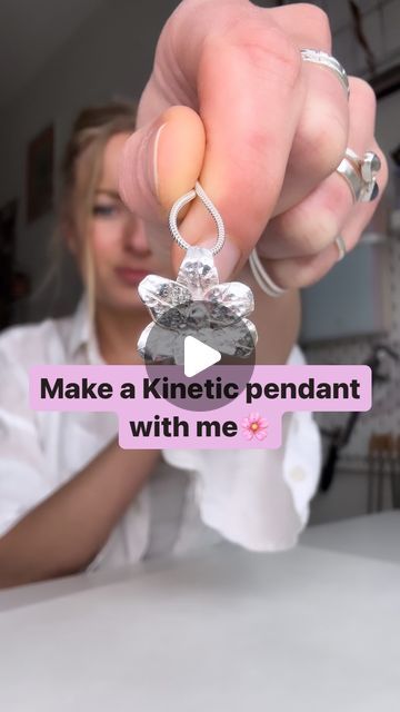 Misja Paulina on Instagram: "Get ready for some mesmerizing motion! 🌸✨ Watch as I create this adorable kinetic flower pendant, where each petal twirls gracefully atop the other. It’s like a little dance captured in silver! 💃 And with a sprinkle of my trusty dapping punch, I make sure every petal catches the light just right. Let’s dive into the magic of kinetic design together! 💫 #kineticjewelry #artistryinmotion #handcraftedbeauty #sparklingsilver" Kinetic Design, Kinetic Jewelry, Flower Pens, Flower Pendant, Get Ready, Sprinkles, The Magic, Motion, Sparkle