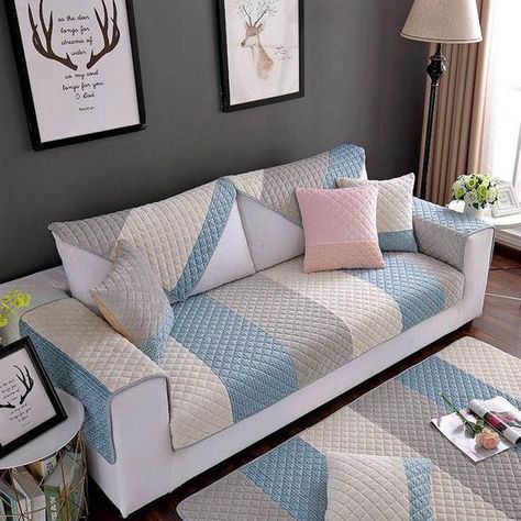 Sofa Covers Online Amazon, Sofa Cover Ideas, Diy Sofa Cover, Sofa Covers Online, Fabric Sofa Cover, Sofa Armrest, Corner Sofa Covers, Sofa Throw Cover, Striped Sofa