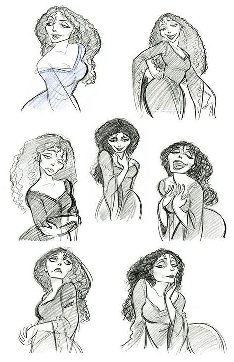 Disney Caricature, Dungeon Ideas, Tangled Concept Art, Mother Gothel, Expression Sheet, Character Design Cartoon, Animation Disney, Face Study, Character Sheets