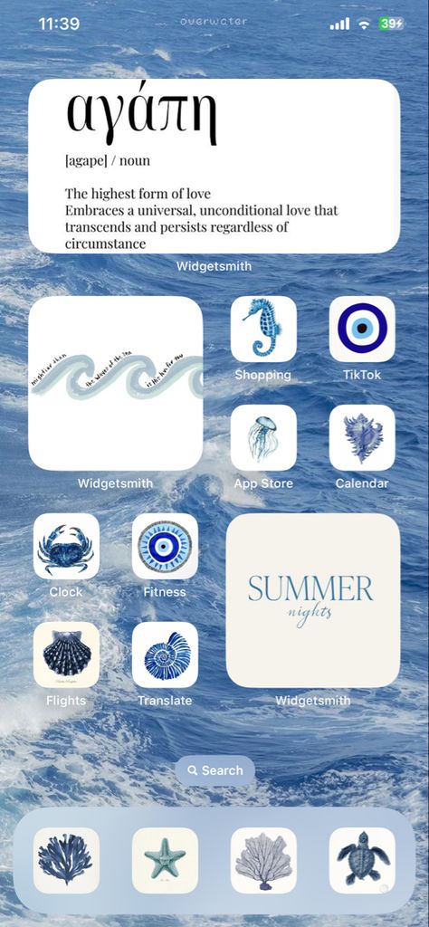 Coastal Phone Theme, Beachy Phone Layout, Phone Themes Summer, Ocean Phone Theme, Summer Phone Layout, Iphone Icones, Beach Homescreen, Summer Phone Theme, Summer Homescreen