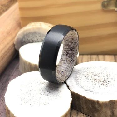 Hunters Wedding, Black Antlers, Antler Wedding Rings, Antler Wedding Band, Antler Ring, Black Tungsten Rings, Tungsten Wedding Band, Tungsten Mens Rings, Black Wedding Rings