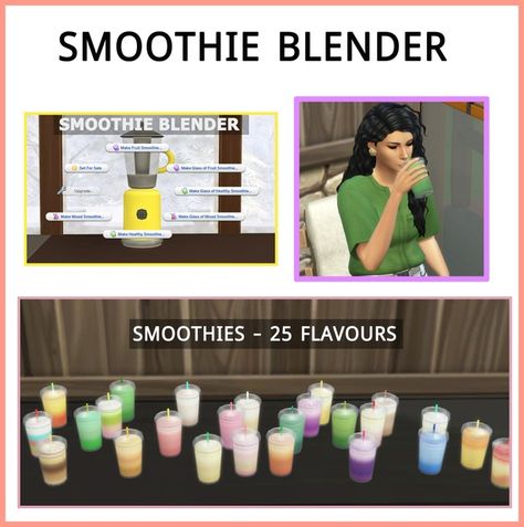 Honeydew Melon Smoothie, Sims 4 Restaurant, Smoothie Glass, Strawberry Mango Smoothie, Melon Smoothie, Citrus Smoothie, Lotes The Sims 4, Blender Smoothie, Vanilla Smoothie