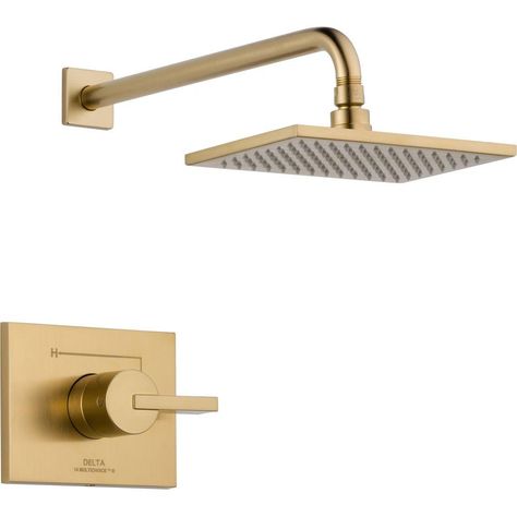 Delta Vero 1-Handle 1-Spray Raincan Shower Faucet Trim Kit in Champagne Bronze (Valve Not Included) - T14253-CZ at The Home Depot Delta Vero, Gold Shower, Shower Faucet Sets, Architecture 3d, Delta Faucets, Tub Spout, Champagne Bronze, Shower Cleaner, Tub And Shower Faucets