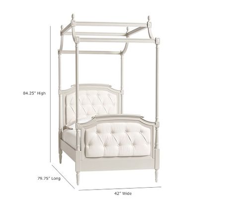 Blythe Tufted Canopy Bed | Pottery Barn Kids Bed Vintage, Extra Wide Dresser, Glamorous Furniture, Trundle Mattress, Tufted Upholstered Bed, Study Furniture, Full Bunk Beds, Simply White, Canopy Bed