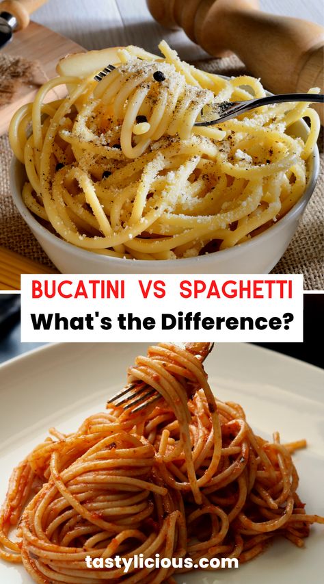 bucatini vs spaghetti | bucatini pasta vs spaghetti | bucatini vs spaghetti carbonara | difference bucatini & spaghetti | keto dinner recipes | healthy lunch ideas | dinner ideas | breakfast ideas | easy healthy dinner recipes Easy Bucatini Recipes, Bucatini Pasta Recipes, Pasta Bucatini, Breakfast Ideas Easy Healthy, Bucatini Recipes, Breakfast Ideas Easy, Easy Korean Recipes, Pasta With Alfredo Sauce, Bucatini Pasta