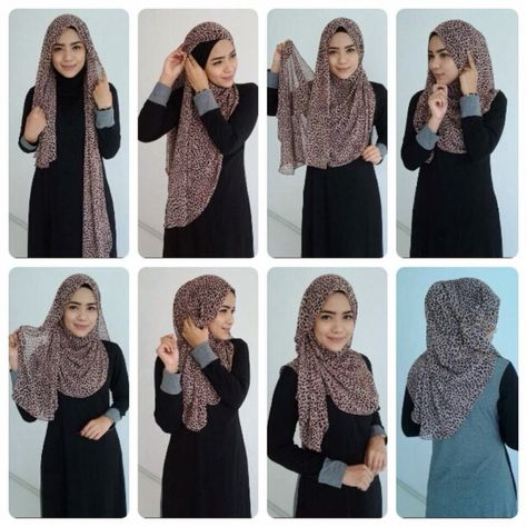 Well, this is another interesting hijab tutorial that I found in Radiusite  page. It is easy to follow step by step and you can check t... Hijab Without Pins, How To Wear Hijab, Fesyen Islam, Stile Hijab, Simple Hijab, Hijab Style Tutorial, Tutorial Hijab, How To Wrap, Grunge Dress