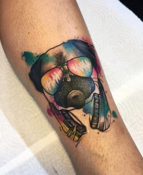 15 Pug Tattoos That Will Make You Smile Cute Tattoo Designs, Male Tattoos, Dog Portrait Tattoo, Puppy Tattoo, Pug Tattoo, Dog Paw Tattoo, Cute Tattoo, Paw Tattoo, A Pug