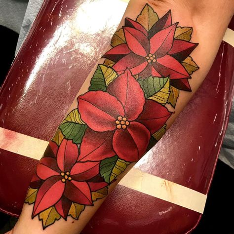 Mike Tidwell on Instagram: “Permanent Poinsettias. Thanks for looking!” Poinsettia Tattoo, Tight Tattoos, Throat Tattoo, Prison Tattoos, Angel Tattoos, R Tattoo, Angel Tattoo, Well Lights, Tattoo Love