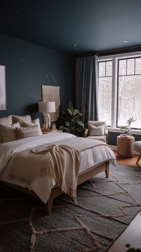 40+ Pinterest-Worthy Dark Blue Bedroom Design Concepts You Need to Try Now Blue And Copper Bedroom, Copper Bedroom Ideas, Dark Blue Bedroom Ideas, High Rise Bed, Cool Loft Beds, Royal Blue Walls, Bunk Bed Accessories, Dark Blue Bedroom, Bunk Bed Safety