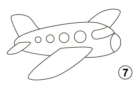 How to Draw an Airplane in 7 Easy Steps (for Kids) Airplane Doodle, Airplane Outline, Airplane Sketch, Cartoon Plane, Plane Drawing, Airplane Kids, Airplane Crafts, Cartoon Airplane, Airplane Drawing