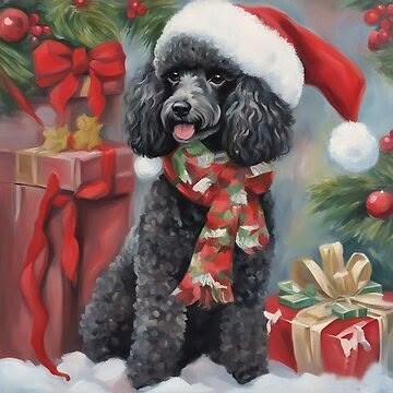 Cute Christmas Art, Poodle Card, Poodle Christmas, Black Standard Poodle, Black Poodle, Christmas Dogs, Cup Art, Dog Holiday, Standard Poodle