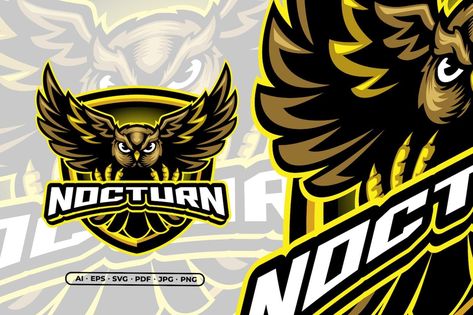 Owl Mascot Logo for Gaming and Sports Logo Owl Mascot, Logo For Gaming, Logo Mascot, Gaming Logo, Mascot Logo, Graphic Elements, Sports Logo, Gaming, ? Logo