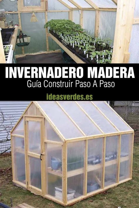 invernadero casero de madera Diy Greenhouse Cheap Easy Pallet, Greenhouse Using Pallets, Invernaderos Ideas, Diy Greenhouse Mini, Hidroponico Ideas, Outdoor Furniture Diy, Outdoor Furniture Diy Easy, Diy Pallet Furniture Outdoor, Diy Outdoor Furniture Plans