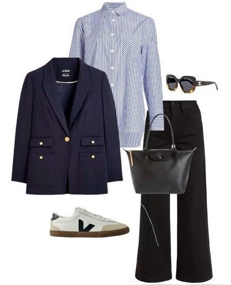 How To Style Navy Pants Women, Blue And White Striped Shirt Outfit Work, Navy Blue Striped Shirt Outfit, Navy Blue Bag Outfit, Black And Navy Outfit, Blue And White Striped Shirt Outfit, Blue Bag Outfit, White Striped Shirt Outfit, Blue Striped Shirt Outfit