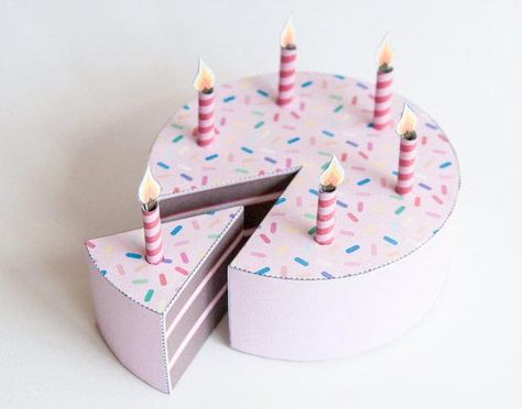 Cake Paper Craft, Paper Birthday Cake, Notepad Paper, Diy Birthday Cake, Cake Templates, Paper Candle, Papercraft Printable, 3d Cake, Birthday Crafts