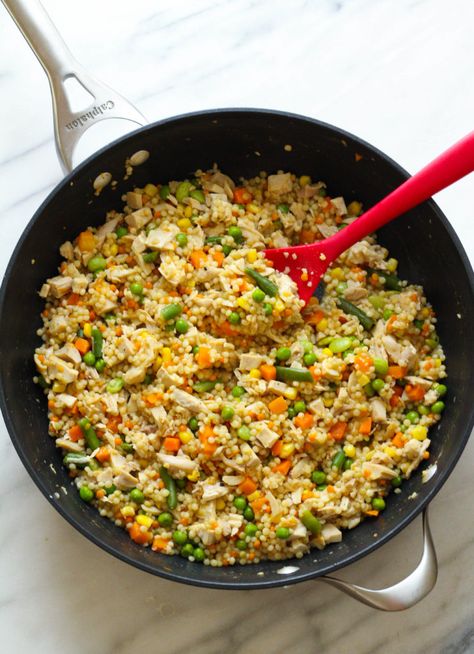 Couscous With Chicken, Couscous Chicken, Pearled Couscous, Pearl Couscous Recipes, Chicken Couscous, Orzo Salad Recipes, Mixed Veggies, Couscous Recipes, Cous Cous