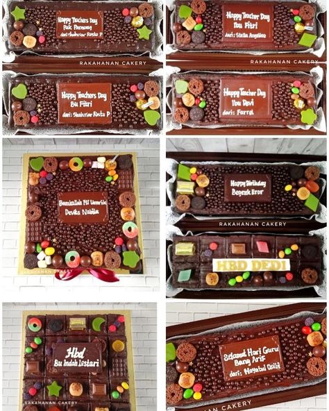 Brownies Hias, Brownies Ultah, Desert Box, Birthday Brownies, Brownies Cake, Buttercream Cake Designs, Brownie Cake, Ice Cream Cake, Buttercream Cake