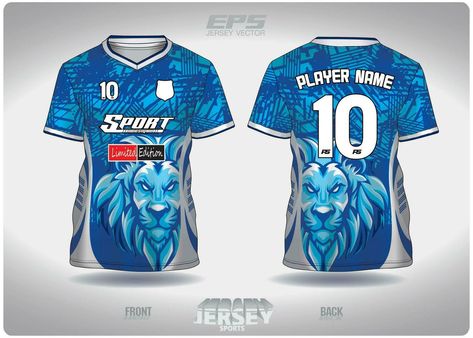 EPS jersey sports shirt vector.Lion blue and white pattern design, illustration, textile background for V-neck sports t-shirt, football jersey shirt Volleyball Jersey Design, Lion Blue, Textile Background, Pattern Design Illustration, Football Jersey Shirt, Volleyball Jerseys, Blue And White Pattern, Blue And White Shirt, Lion Design